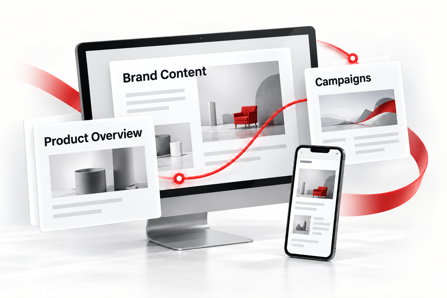 Product, brand and mobile marketing illustration in English